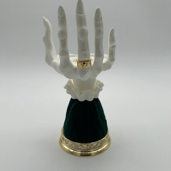 Bath & Body Works Skeleton Hand Candle Holder Green Velvet Sleeve Halloween - Picture 3 of 5